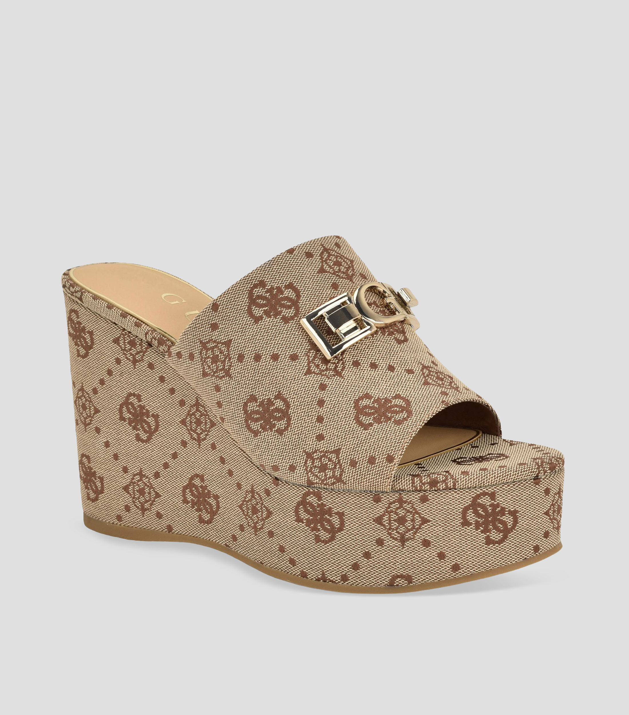 Zuecos tacón alto de cuña monogram Mujer